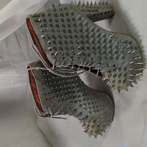 Jeffrey Campbell denim Lita spike shoes size 7.5M - Picture 4 of 13
